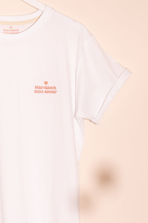 T-shirt Blanc broderie Marrakech mon amour - SOOK Paris & Marrakech mon amour Concept Store Marrakech